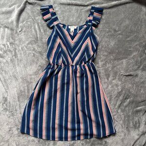 Monteau Los Angeles Dress Orange and Blue Stripe Size Medium